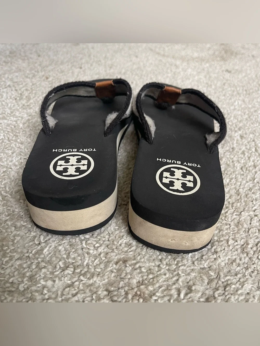 TORY BURCH  FRANKIE  WEDGE  FLIP  FLOP  SANDAL Black Size 7 Summer Vacation